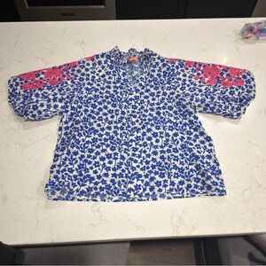 THML Blue and Pink Floral Top
